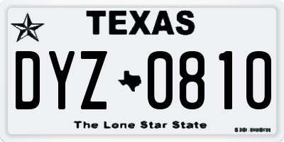 TX license plate DYZ0810