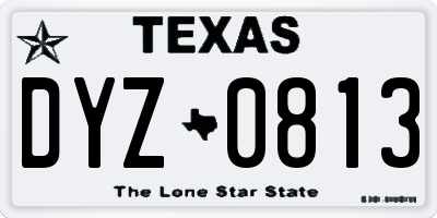 TX license plate DYZ0813