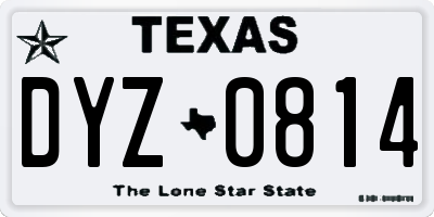 TX license plate DYZ0814
