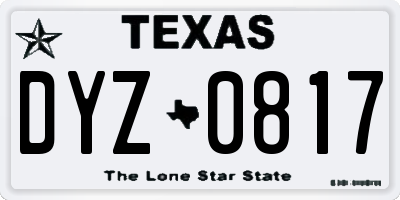 TX license plate DYZ0817