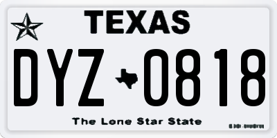 TX license plate DYZ0818
