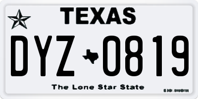 TX license plate DYZ0819