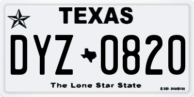 TX license plate DYZ0820