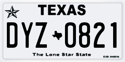 TX license plate DYZ0821
