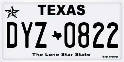 TX license plate DYZ0822