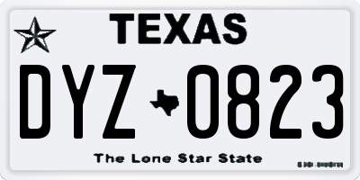 TX license plate DYZ0823