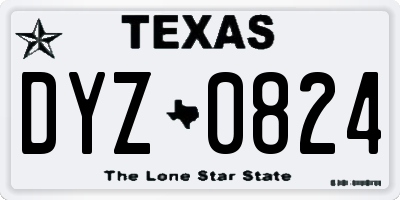 TX license plate DYZ0824