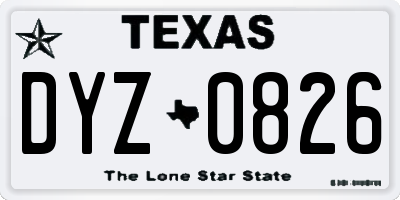 TX license plate DYZ0826