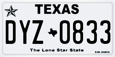 TX license plate DYZ0833