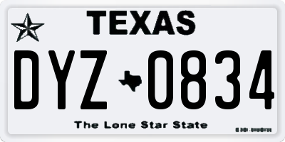 TX license plate DYZ0834