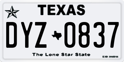 TX license plate DYZ0837