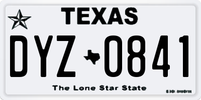 TX license plate DYZ0841