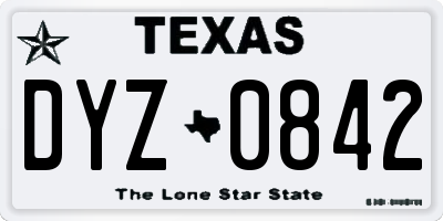 TX license plate DYZ0842