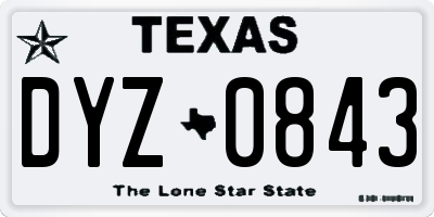 TX license plate DYZ0843