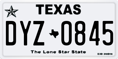 TX license plate DYZ0845