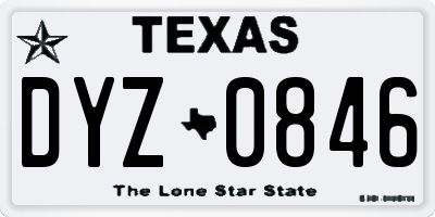 TX license plate DYZ0846