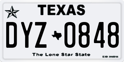 TX license plate DYZ0848