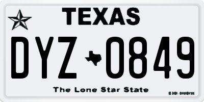 TX license plate DYZ0849