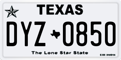 TX license plate DYZ0850