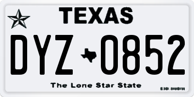 TX license plate DYZ0852