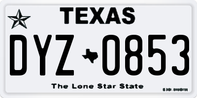 TX license plate DYZ0853