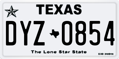 TX license plate DYZ0854