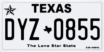 TX license plate DYZ0855