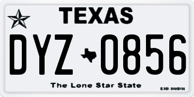 TX license plate DYZ0856