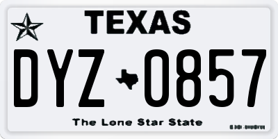 TX license plate DYZ0857