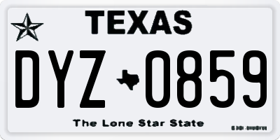 TX license plate DYZ0859