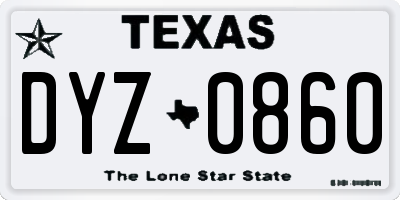 TX license plate DYZ0860
