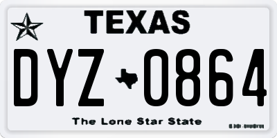 TX license plate DYZ0864