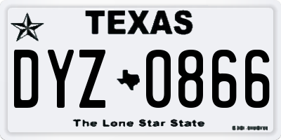 TX license plate DYZ0866