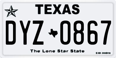 TX license plate DYZ0867