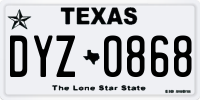 TX license plate DYZ0868