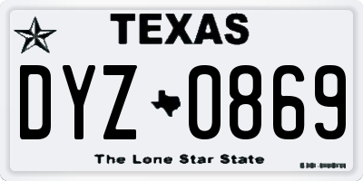 TX license plate DYZ0869