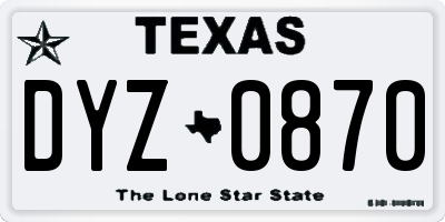 TX license plate DYZ0870