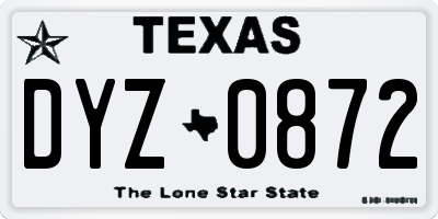 TX license plate DYZ0872