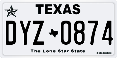 TX license plate DYZ0874