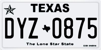 TX license plate DYZ0875