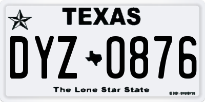 TX license plate DYZ0876