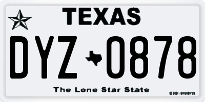 TX license plate DYZ0878