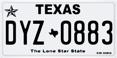 TX license plate DYZ0883