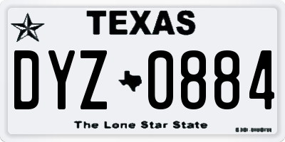 TX license plate DYZ0884