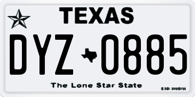 TX license plate DYZ0885