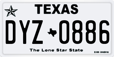 TX license plate DYZ0886