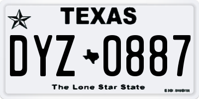 TX license plate DYZ0887