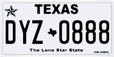 TX license plate DYZ0888