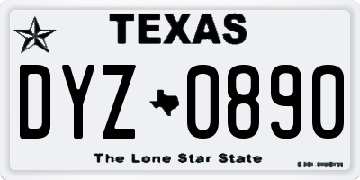 TX license plate DYZ0890