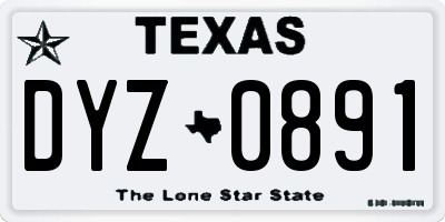 TX license plate DYZ0891
